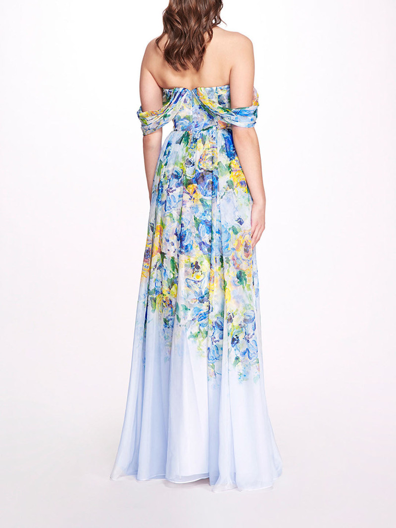 Marchesa CENTER KNOT CHIFFON GOWN outlook