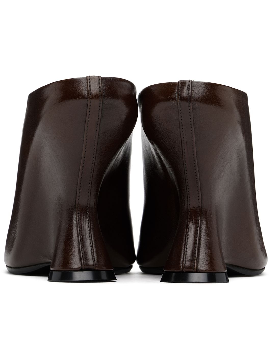 Tan Leather Wedge Mules - 2