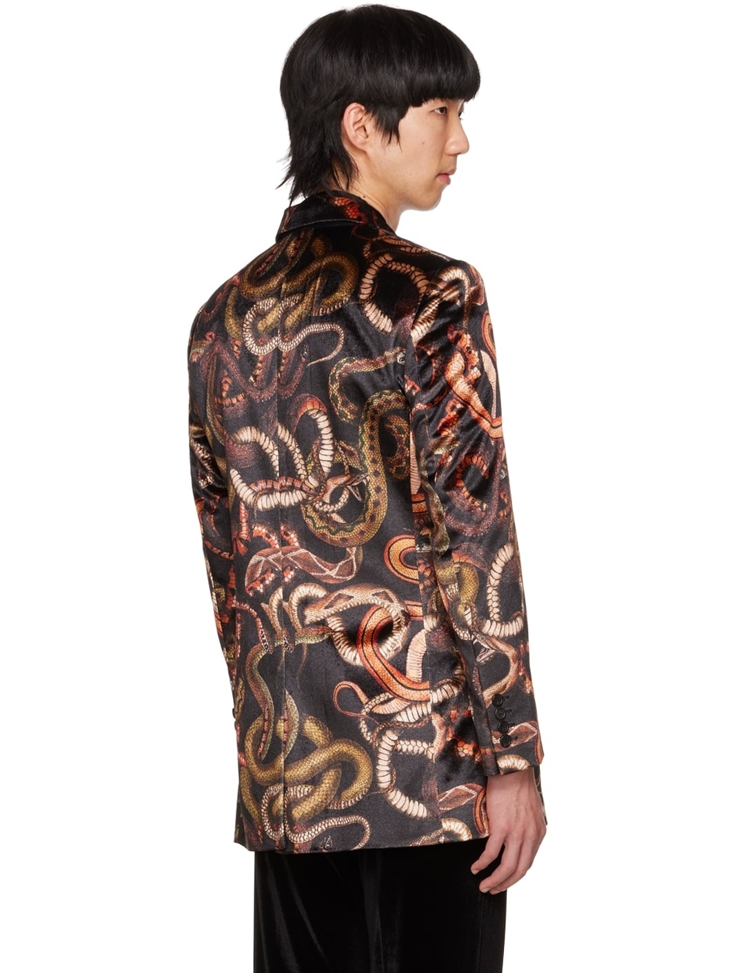 Black Snake Print Blazer - 3