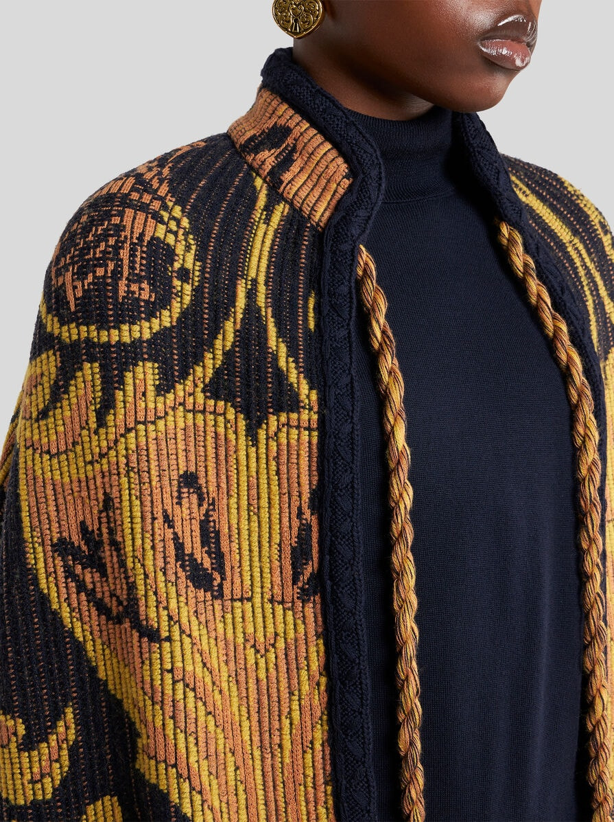 WOOL- AND COTTON-BLEND JACQUARD CAPE - 2