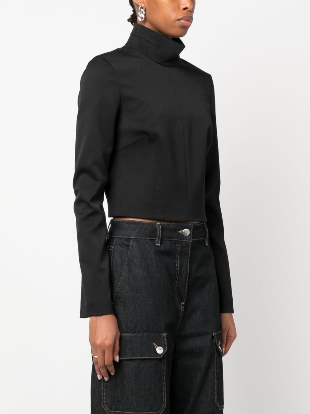 cropped high neck blouse - 3