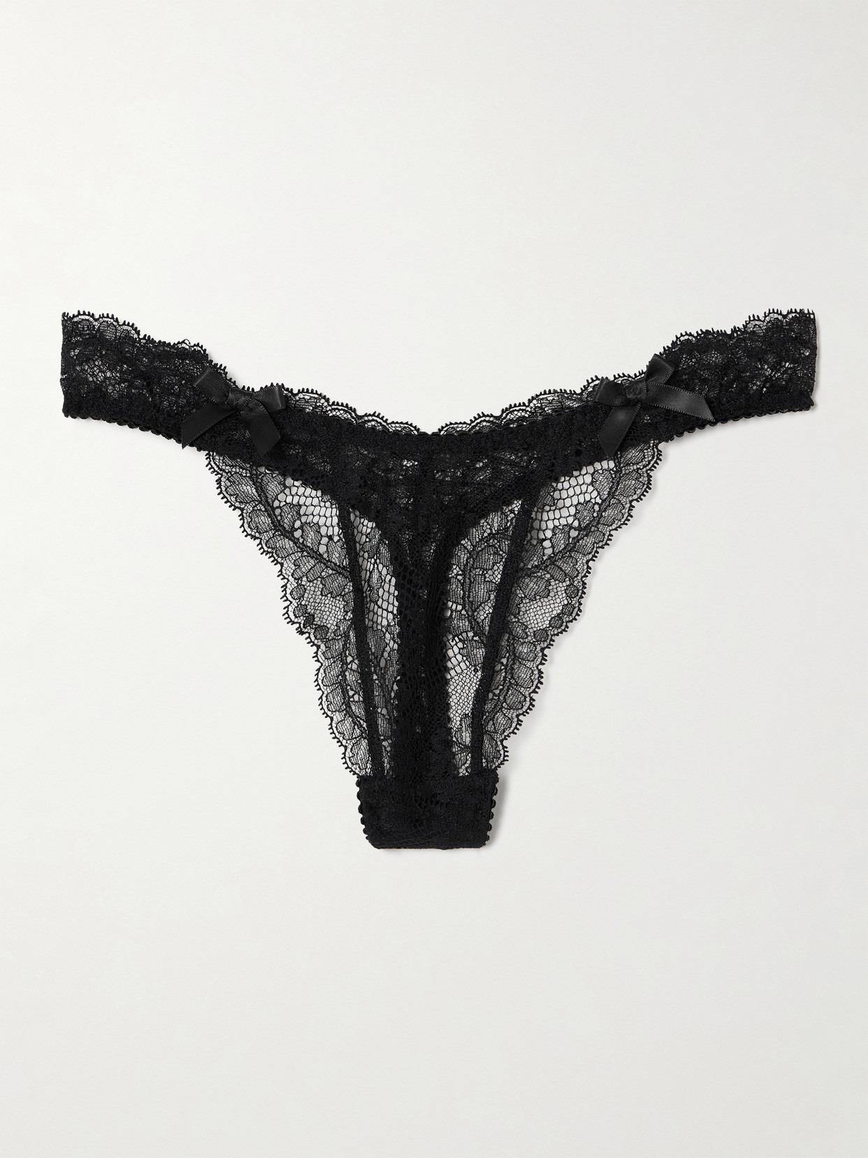 Love Bow-embellished Stretch Leavers Lace Thong - 1