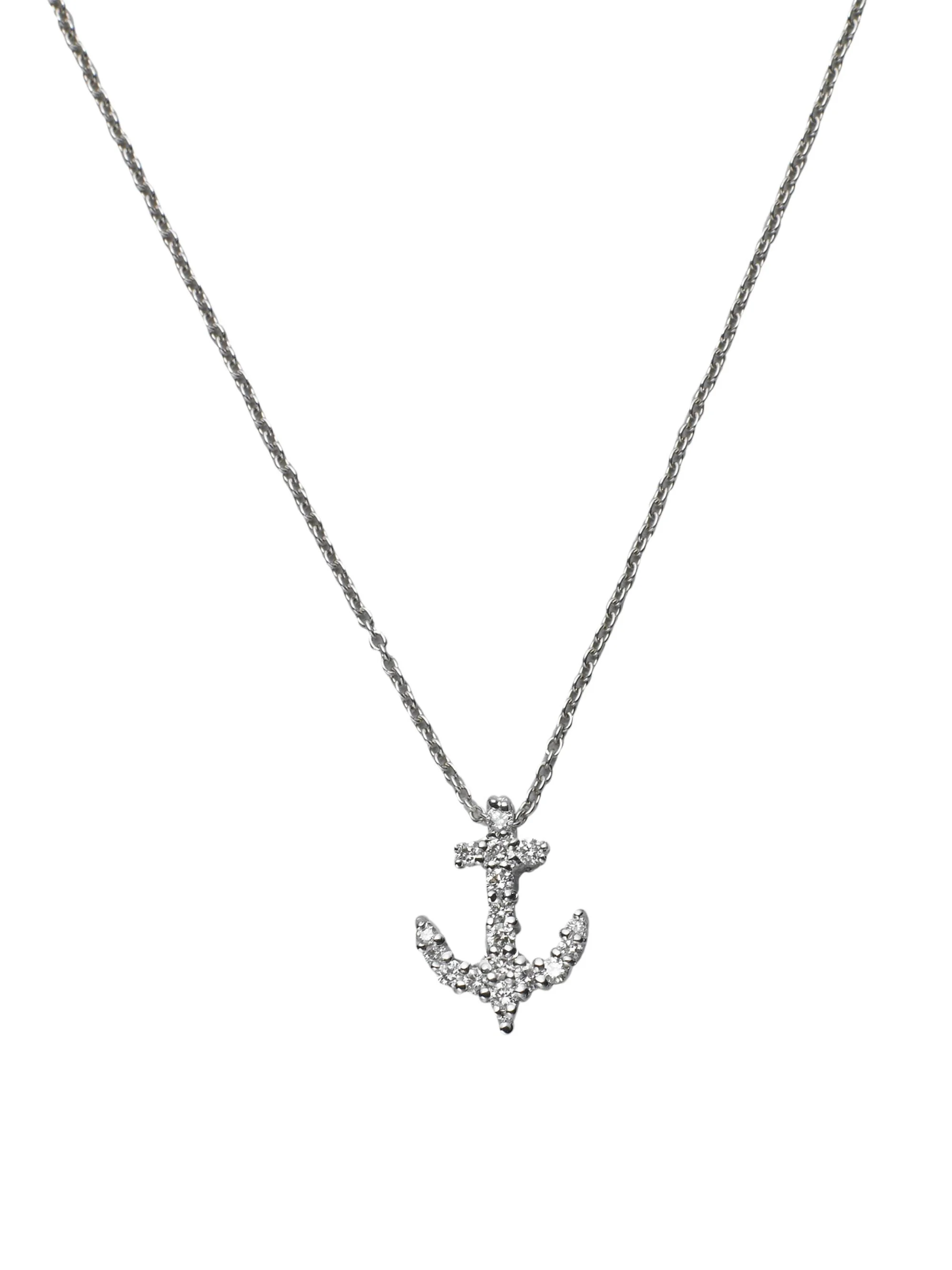 Women's Tiny Treasures 18K White Gold & Diamond Anchor Pendant Necklace - White Gold - 1