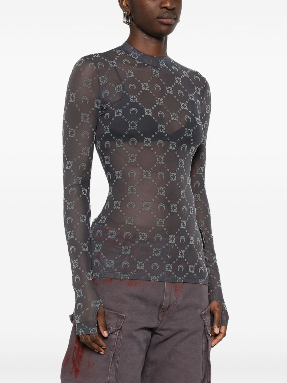 flocked-moonogram T-shirt - 3