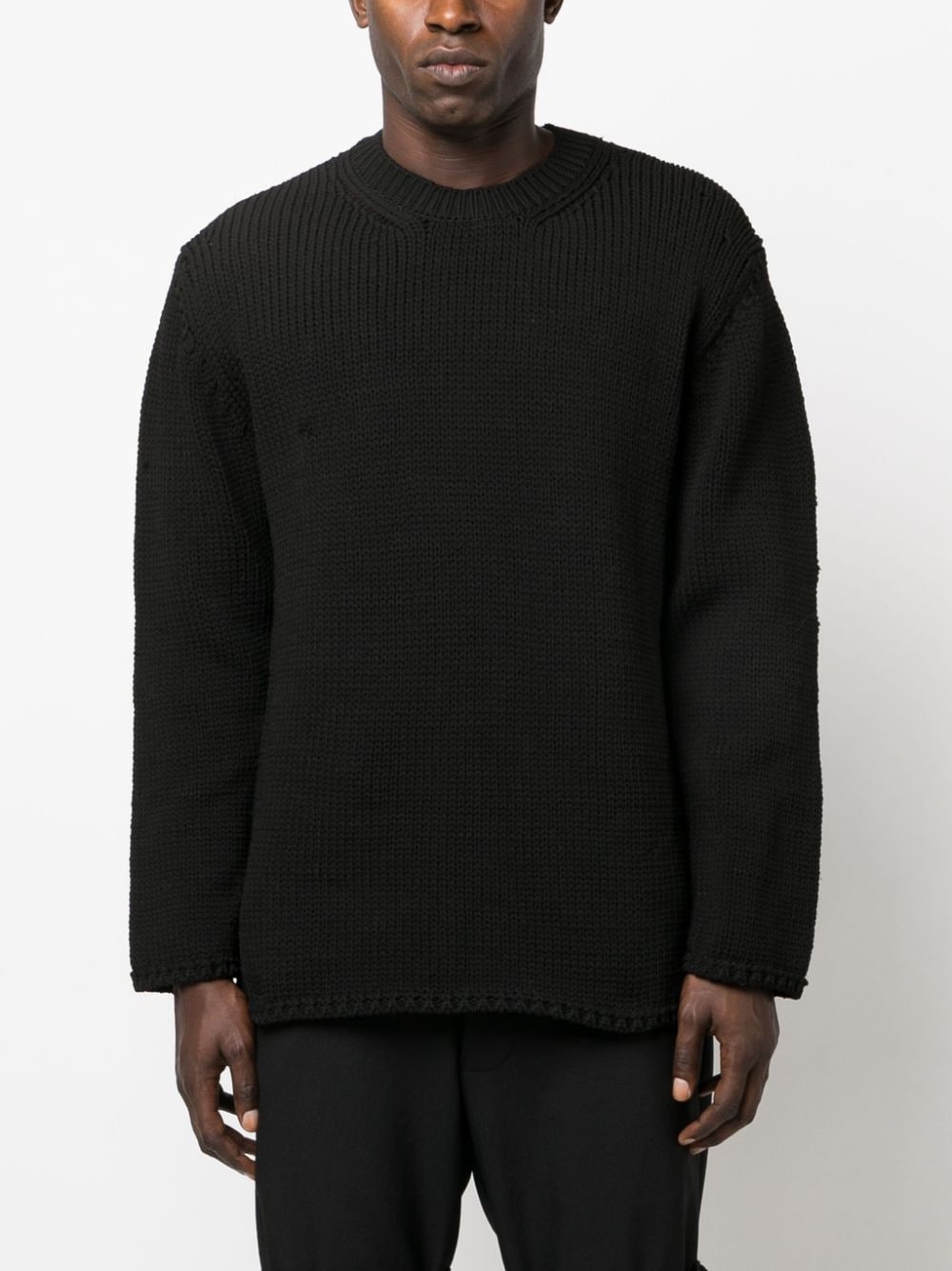 crew-neck cable-knit detail jumper - 3