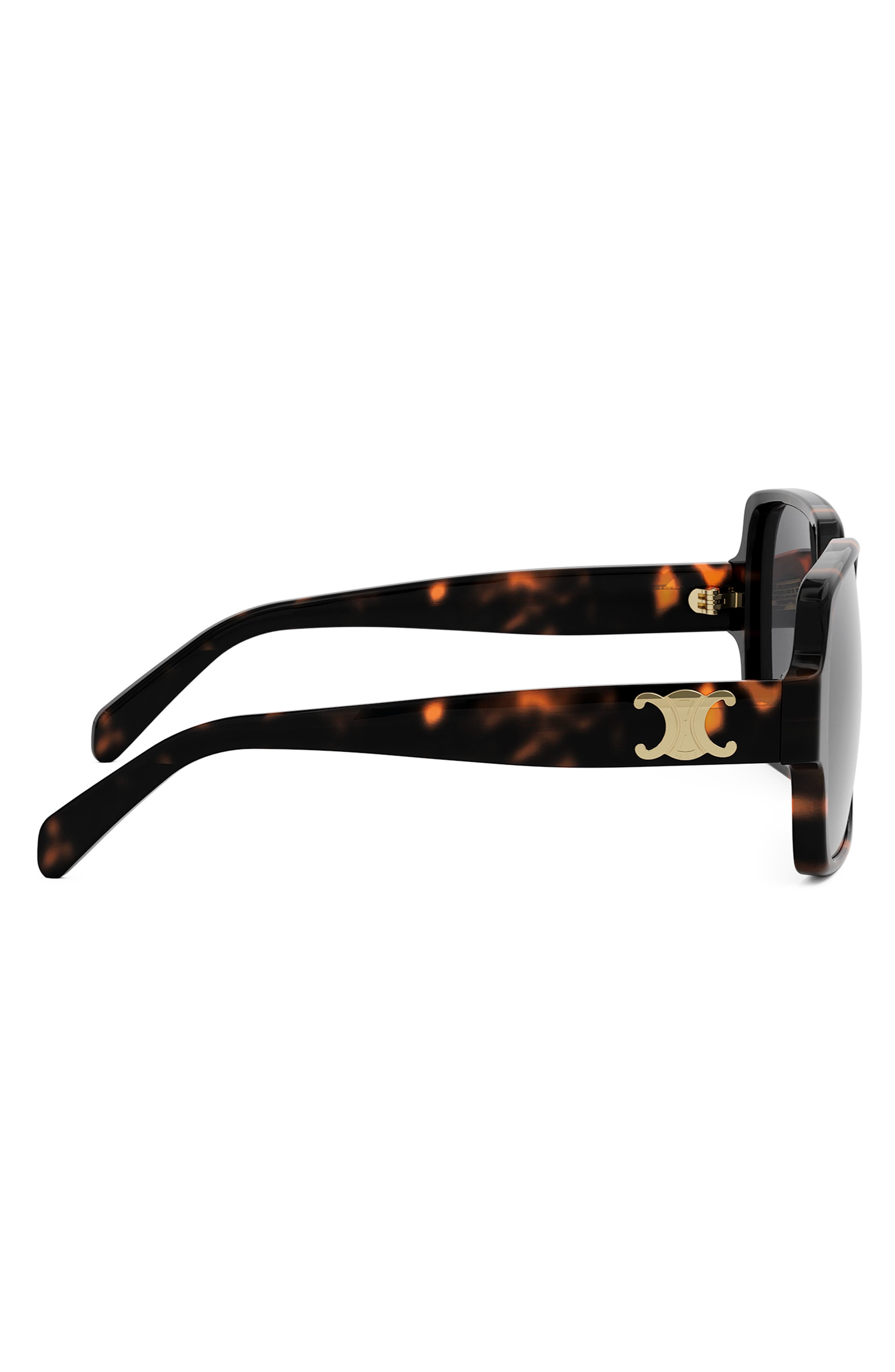 CELINE Triomphe 60mm Square Sunglasses in Dark Havana /Smoke at Nordstrom - 5