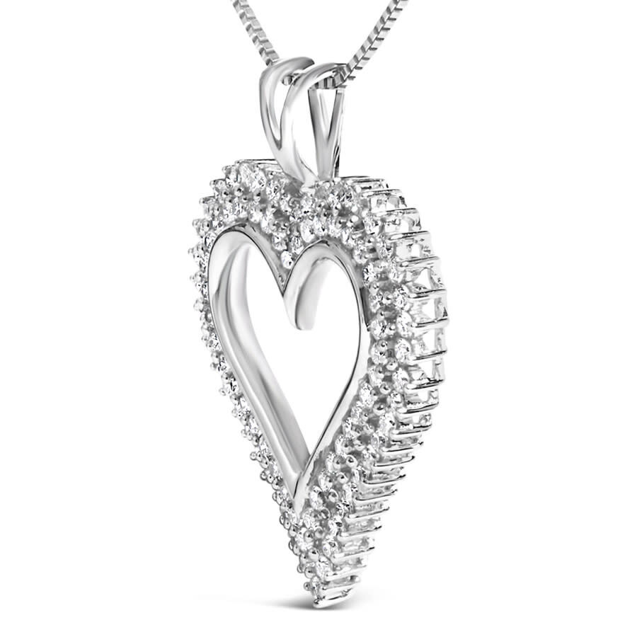 Haus Of Brilliance - Haus of Brilliance .925 Sterling Silver 1.00 Cttw Lab-Grown Diamond Open Heart Pendant Necklace- 18" - 3