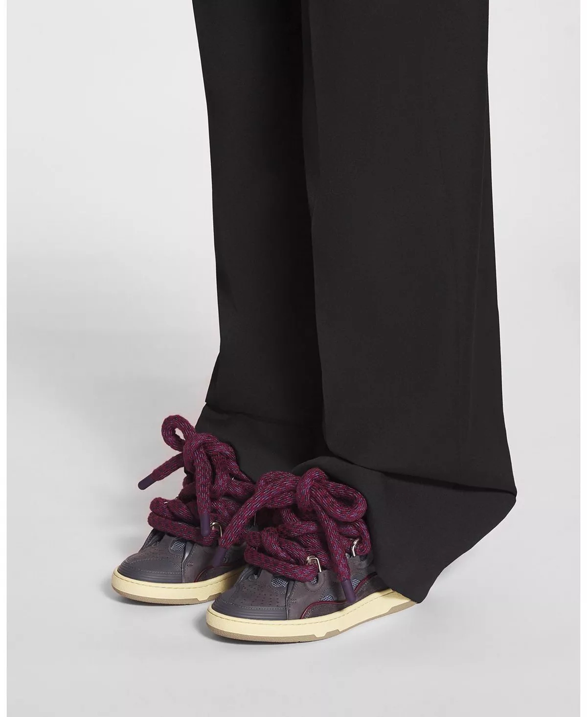 Women's Curb Sneakers in Leather with Snake Laces - 2