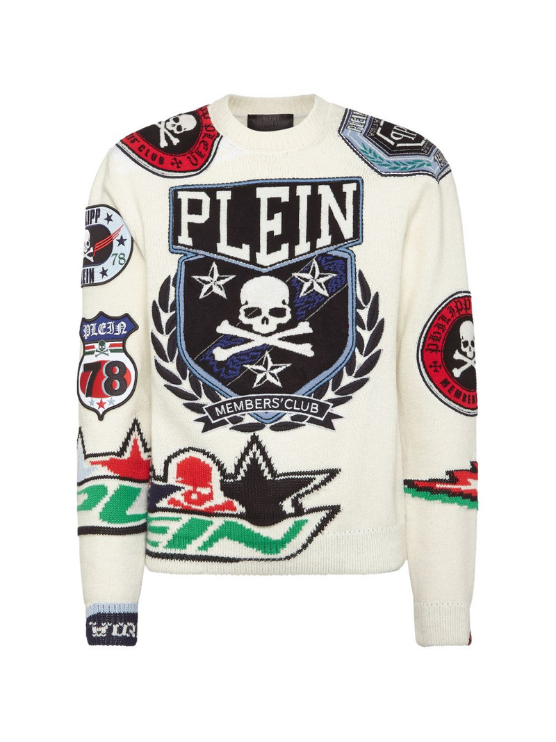 patches round-neck sweater 1