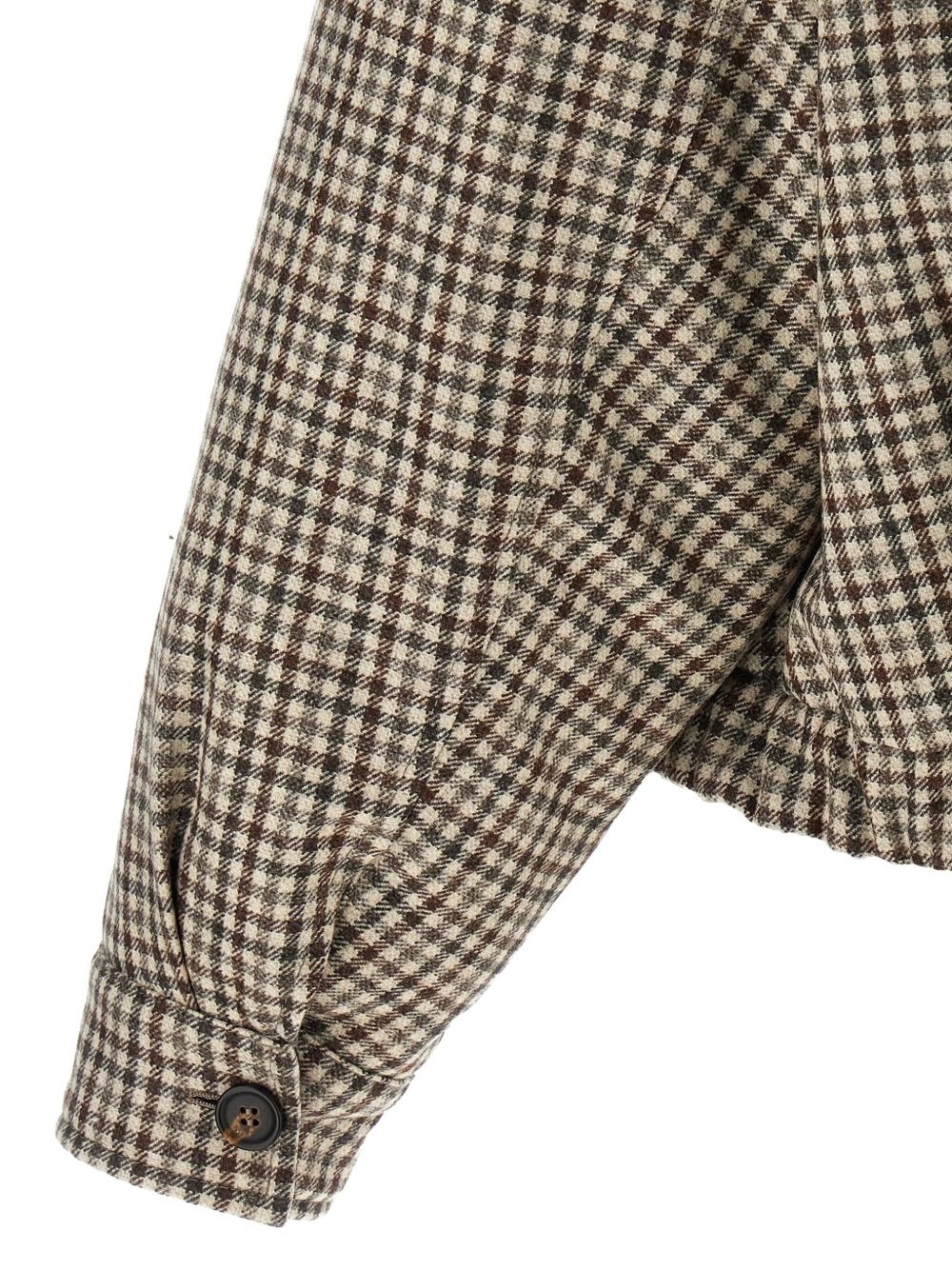 Shiny Zipper Pull check-print jacket - 4