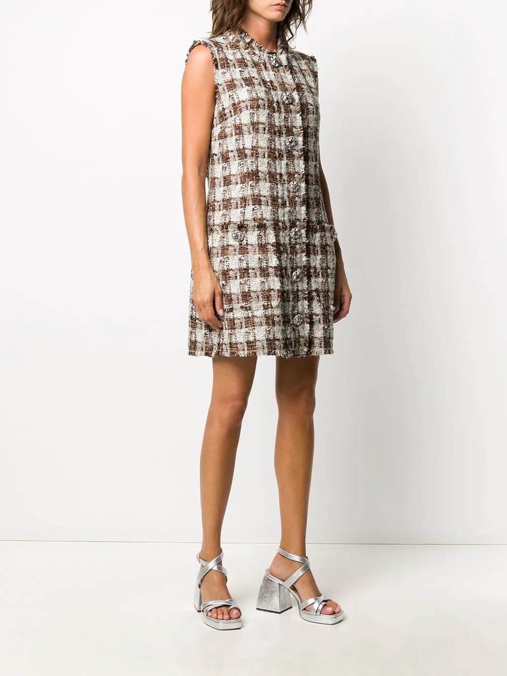 checked tweed shift dress - 3