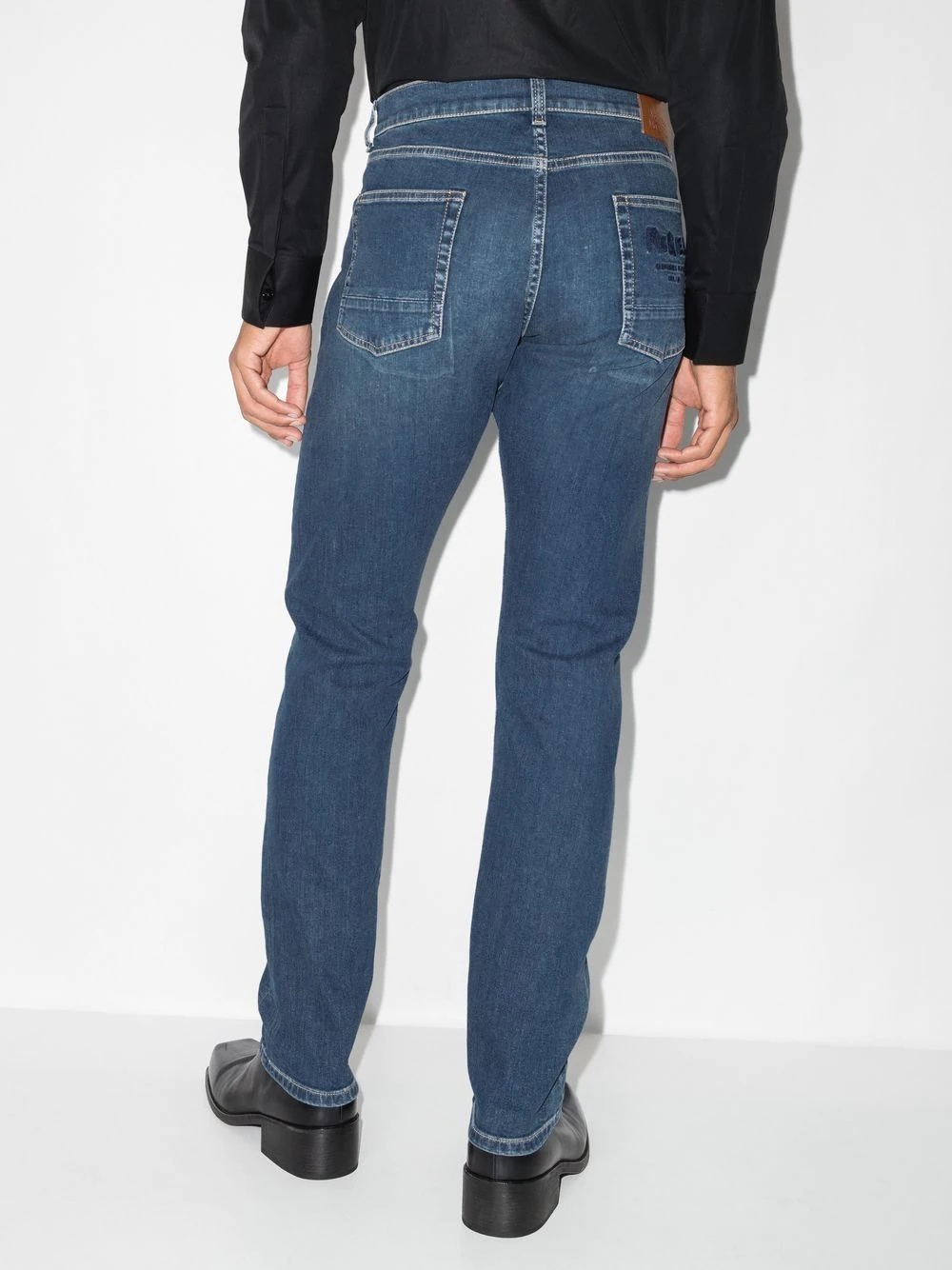 embroidered-logo straight-leg jeans - 3