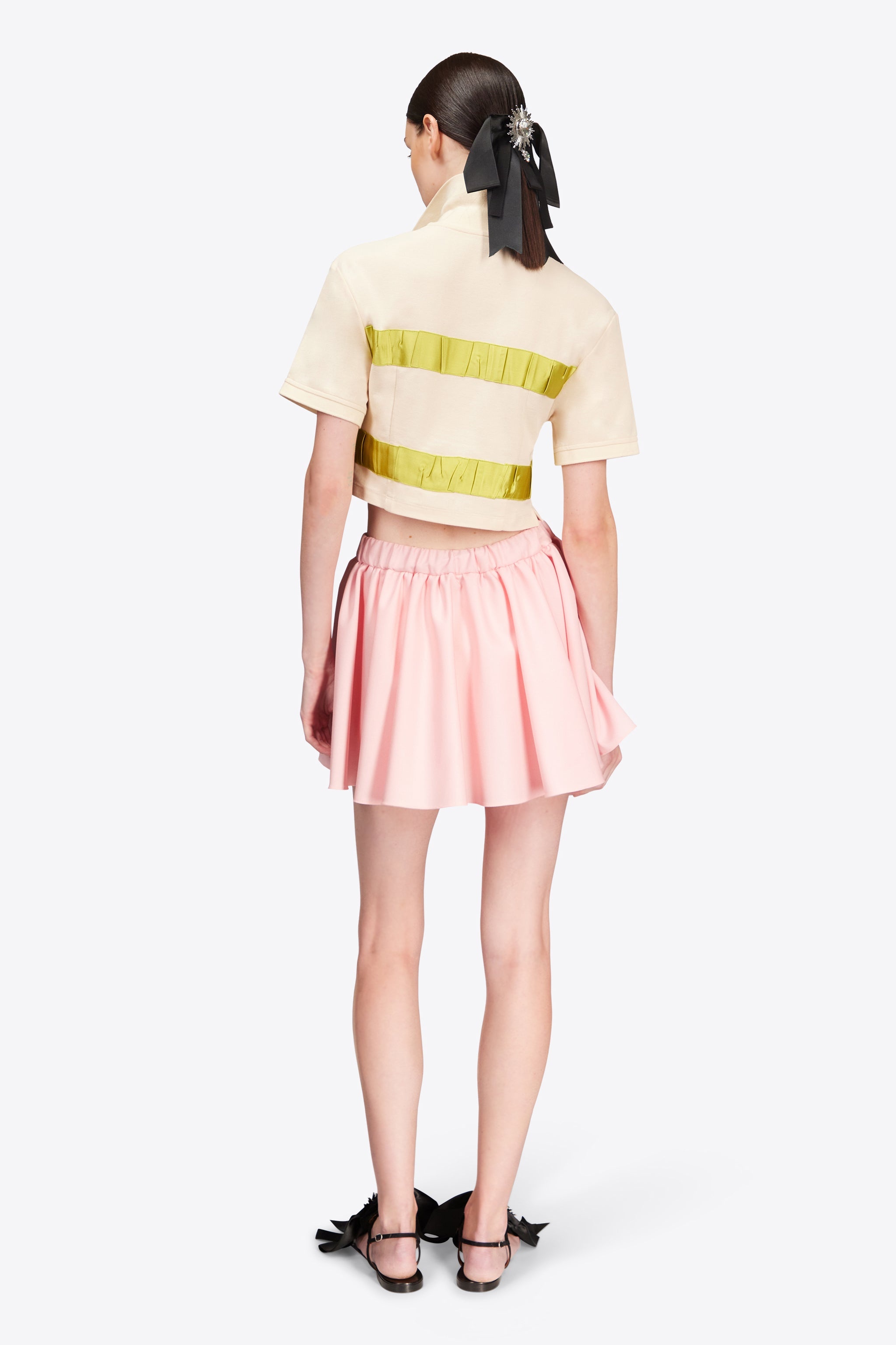 CRYSTAL EMBELLISHED BOW CROPPED POLO - 5