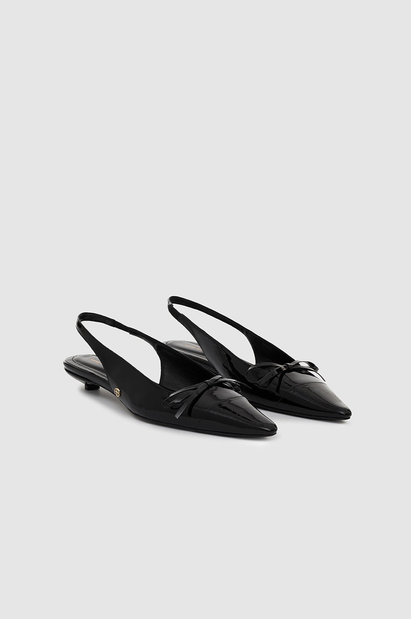 Zoey Slingback Heels - Black Patent 4