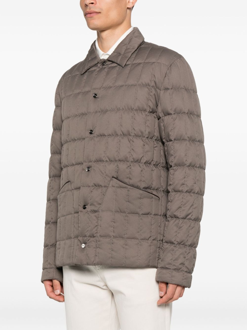 quilted button-fastening jacket - 3