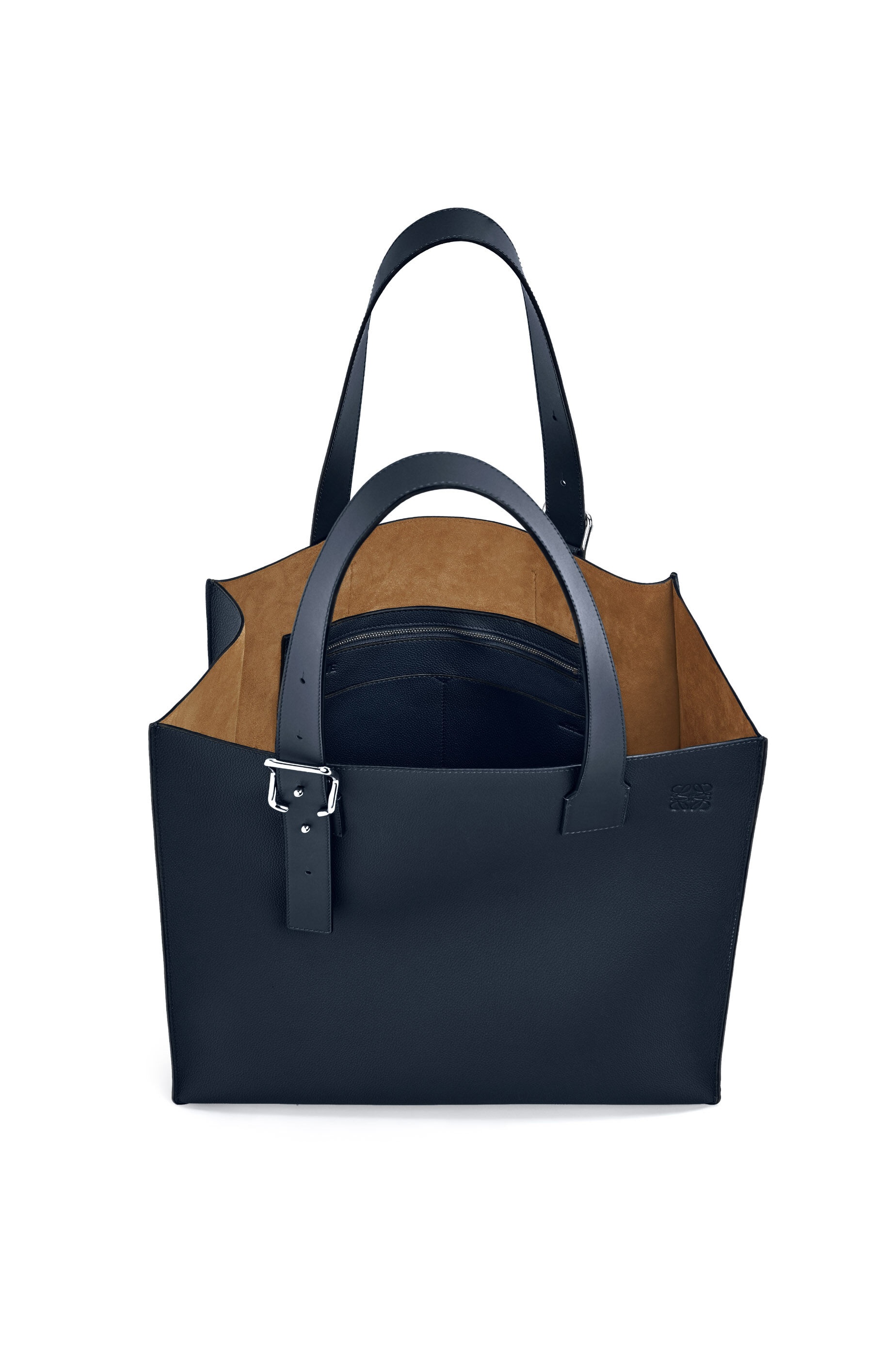 Buckle tote bag in soft grained calfskin - 3