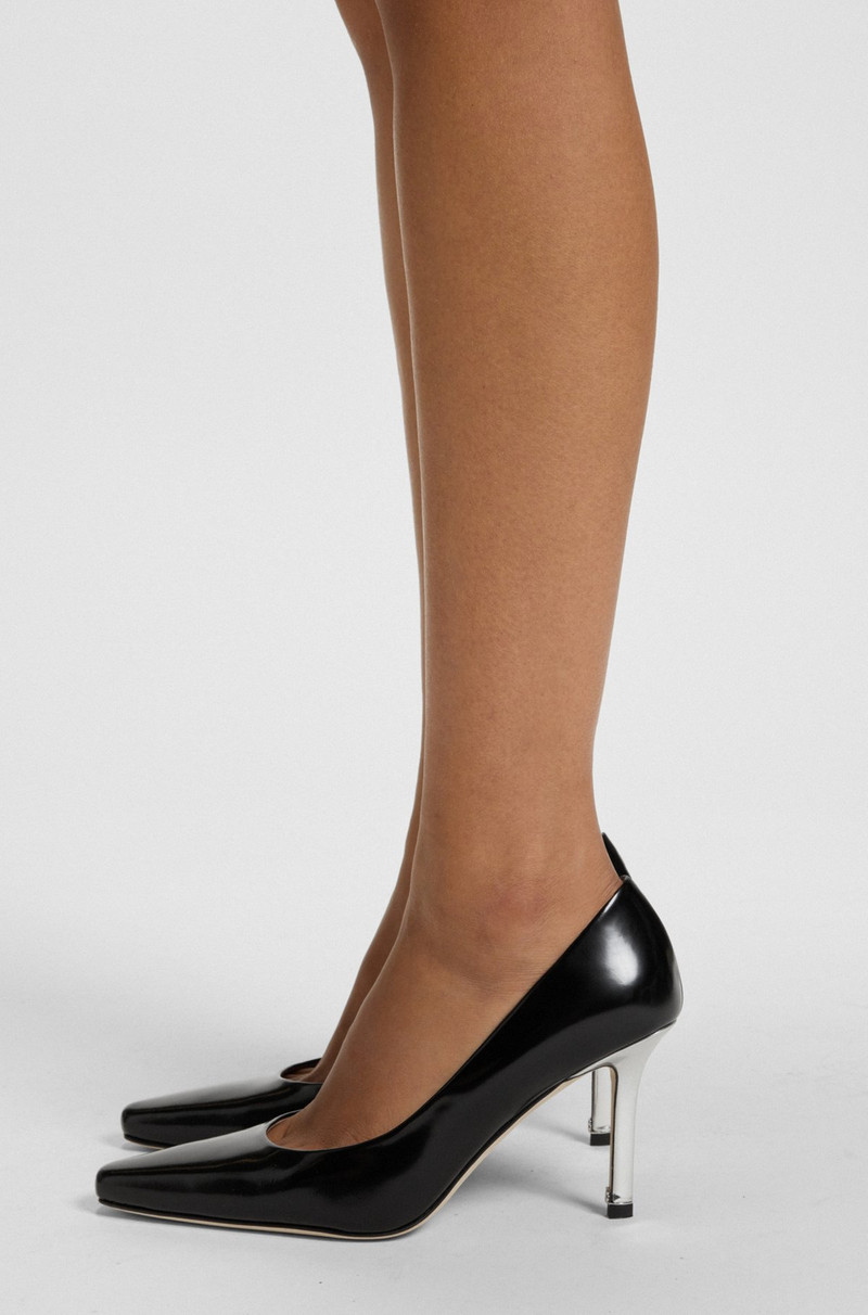 LEATHER PUMPS WITH SILVER-TONE HEEL 4