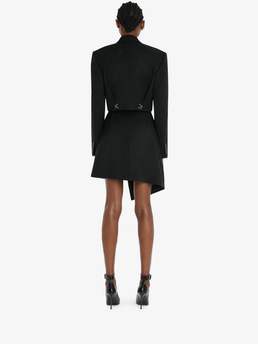 Barathea Drop Hem Mini Skirt in Black - 4