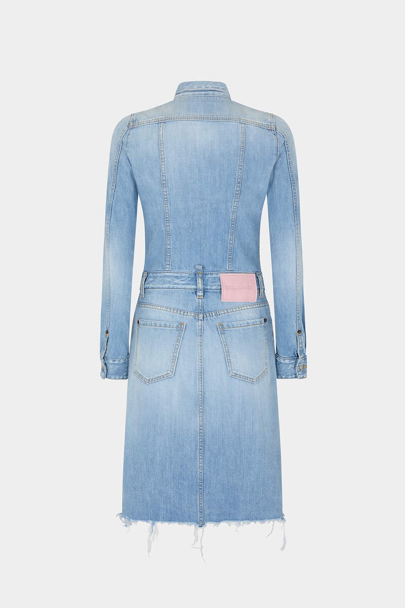 LIGHT RAW CUT WASH DENIM DRESS - 7