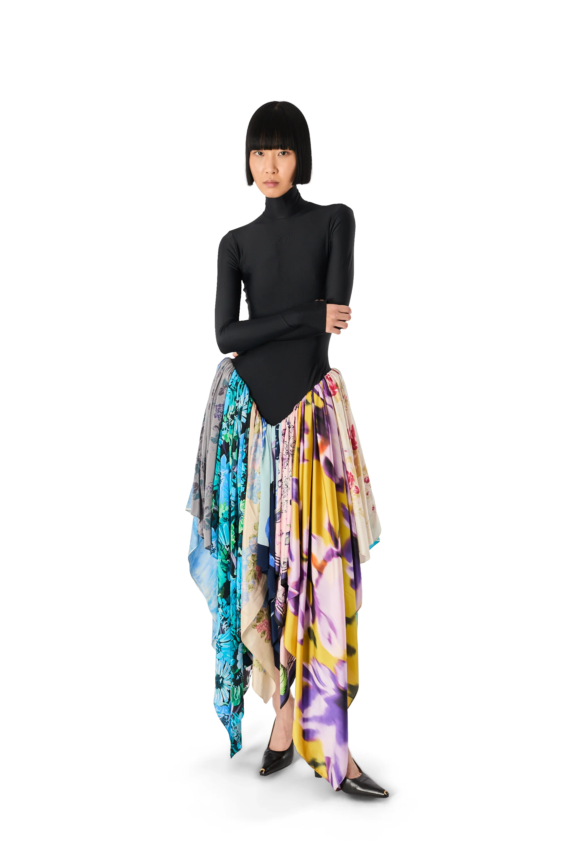 REGENERATED SILK SCARVES LONG DRESS - 1