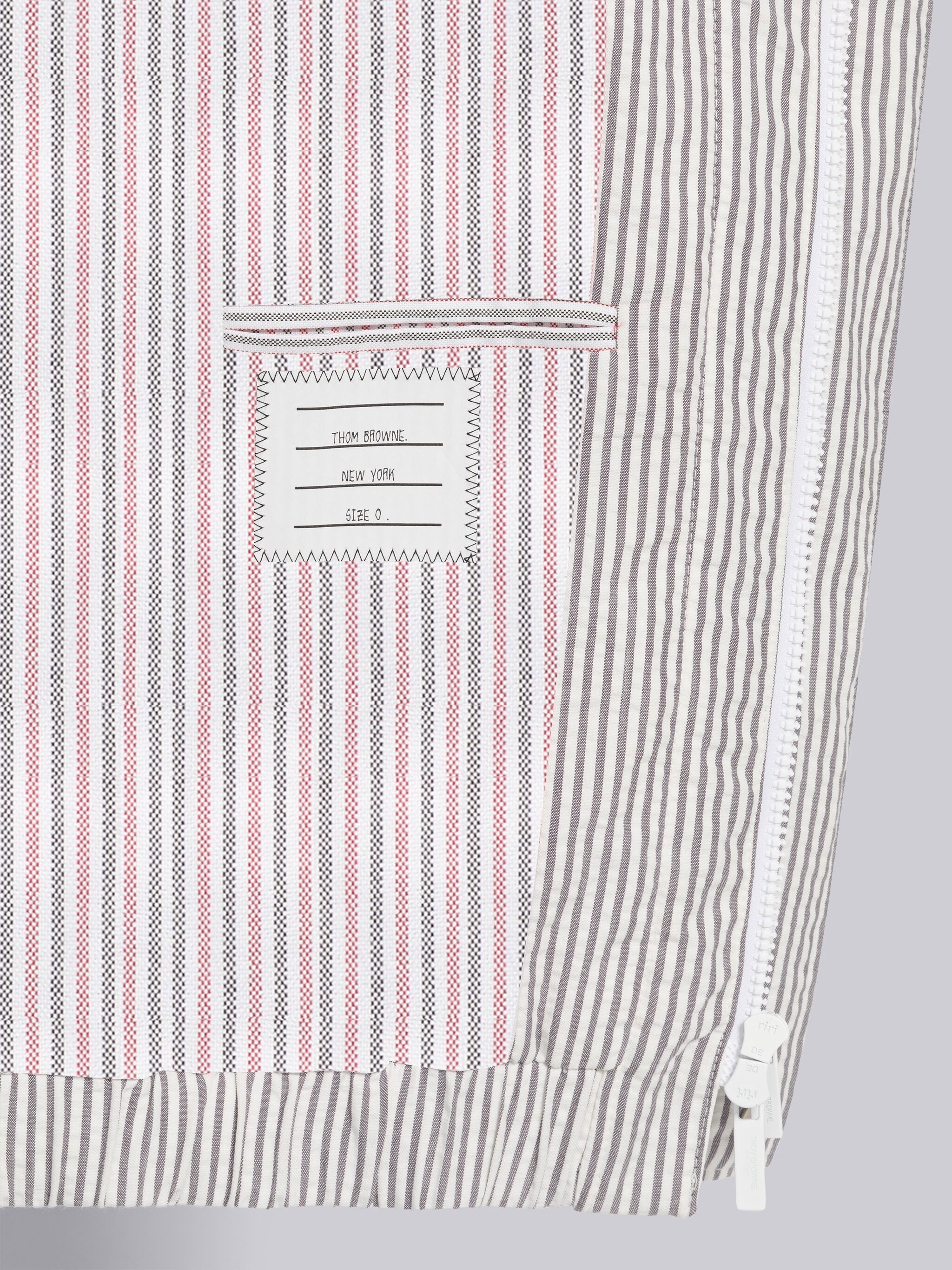 Seersucker Zip Front Relaxed Hoodie Jacket - 6