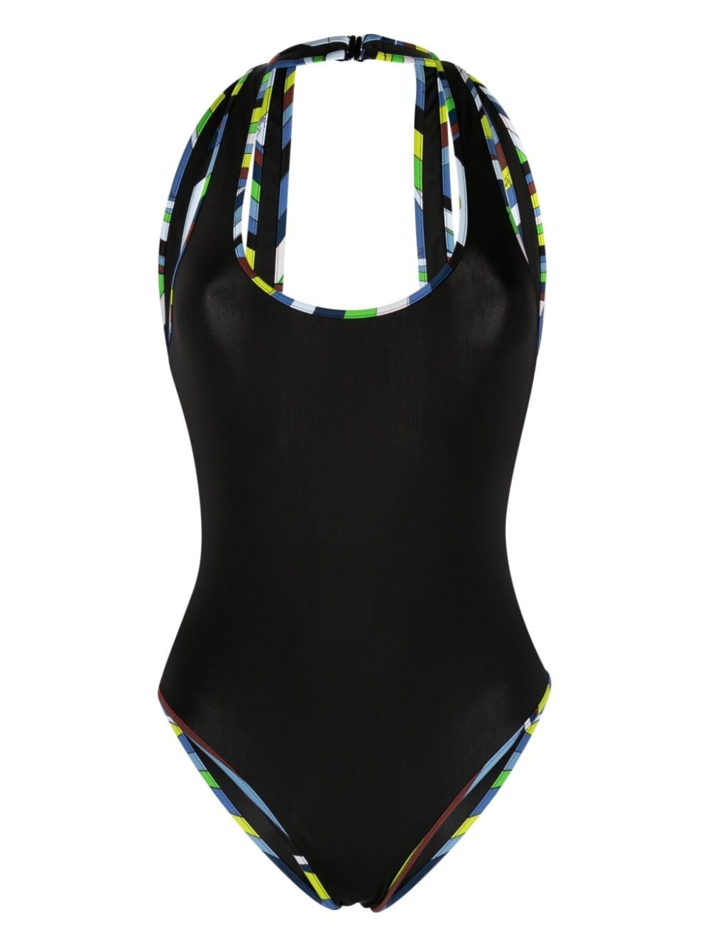 Iride-print cut-out swimsuit - 1