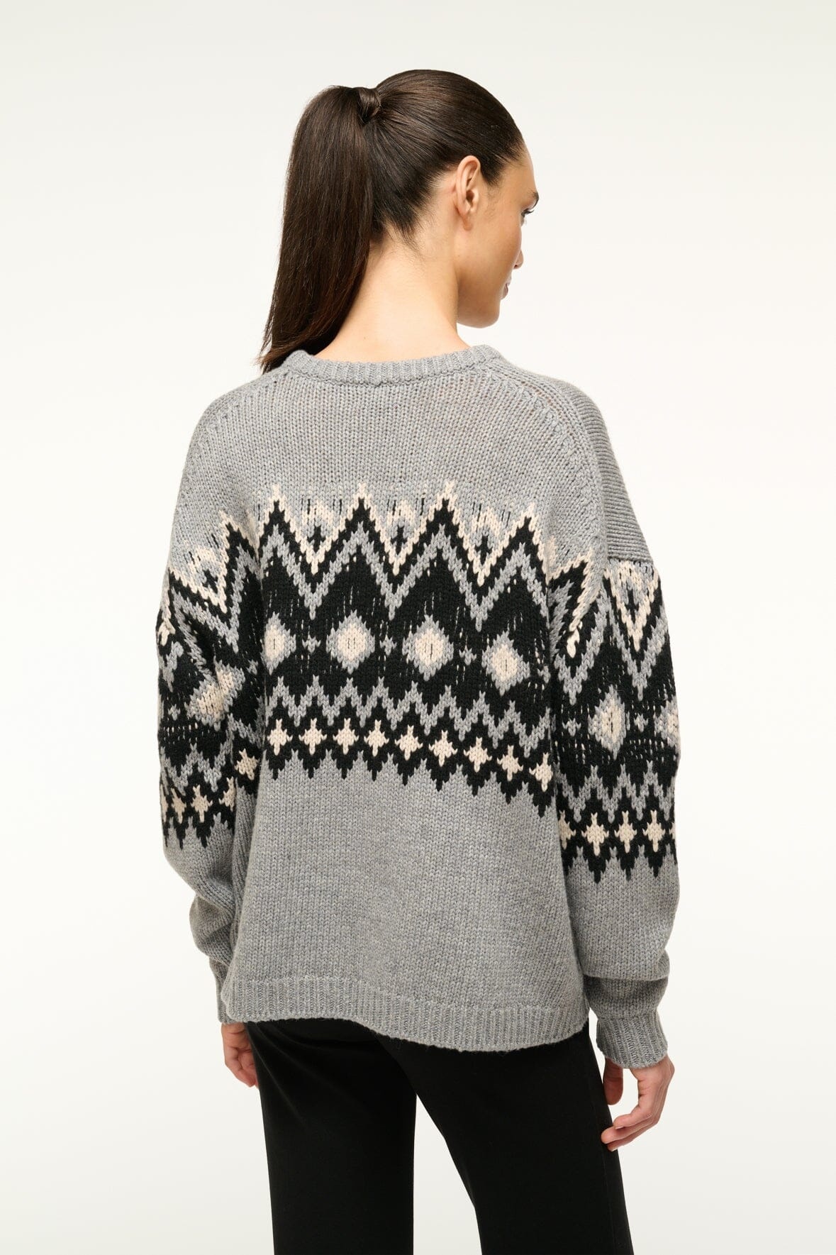 STAUD MORITZ SWEATER HEATHER GREY MULTI FAIRISLE - 4