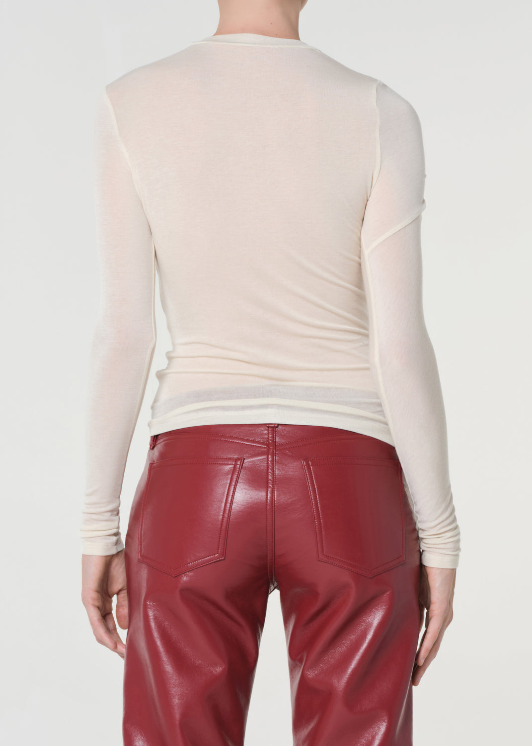 LISSA LONG SLEEVE TEE IN OAT MILK - 5