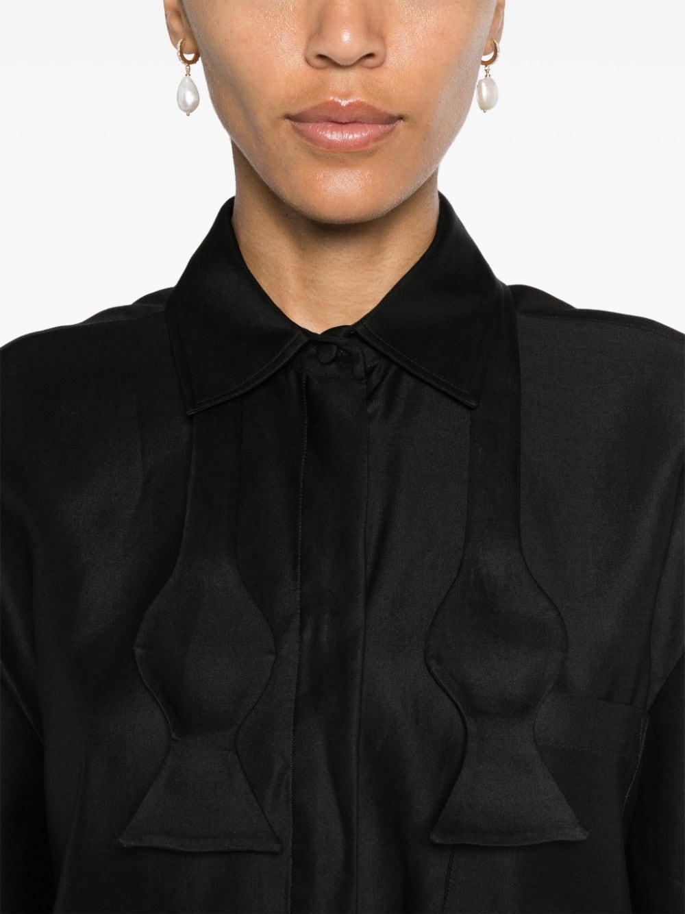 bow-detail cotton shirt - 5