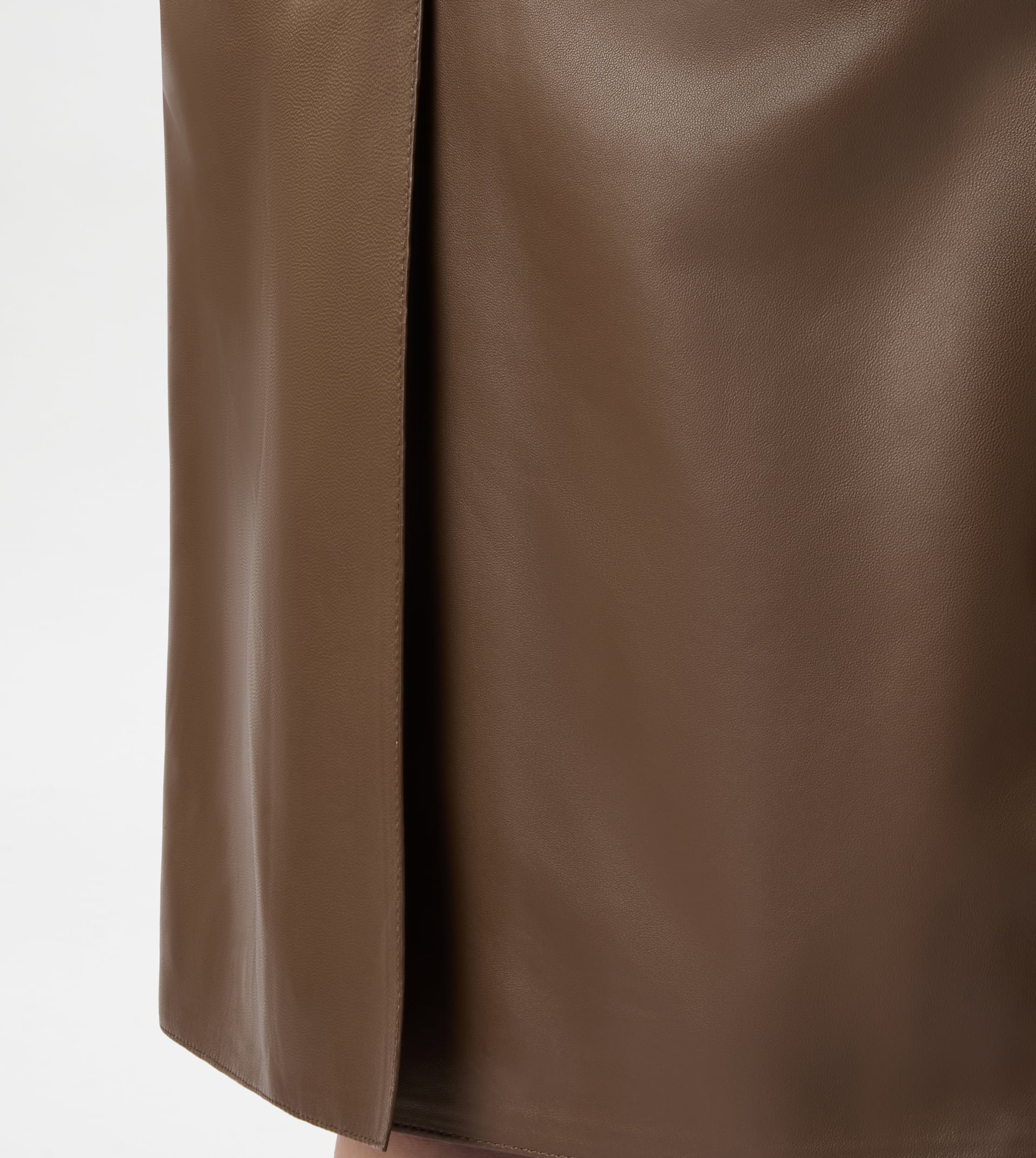 SKIRT IN LEATHER - BROWN - 4