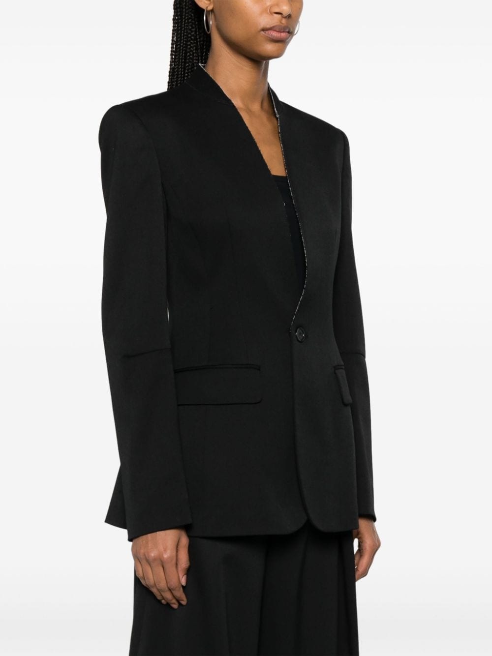 contrast-stitching single-breasted blazer - 3