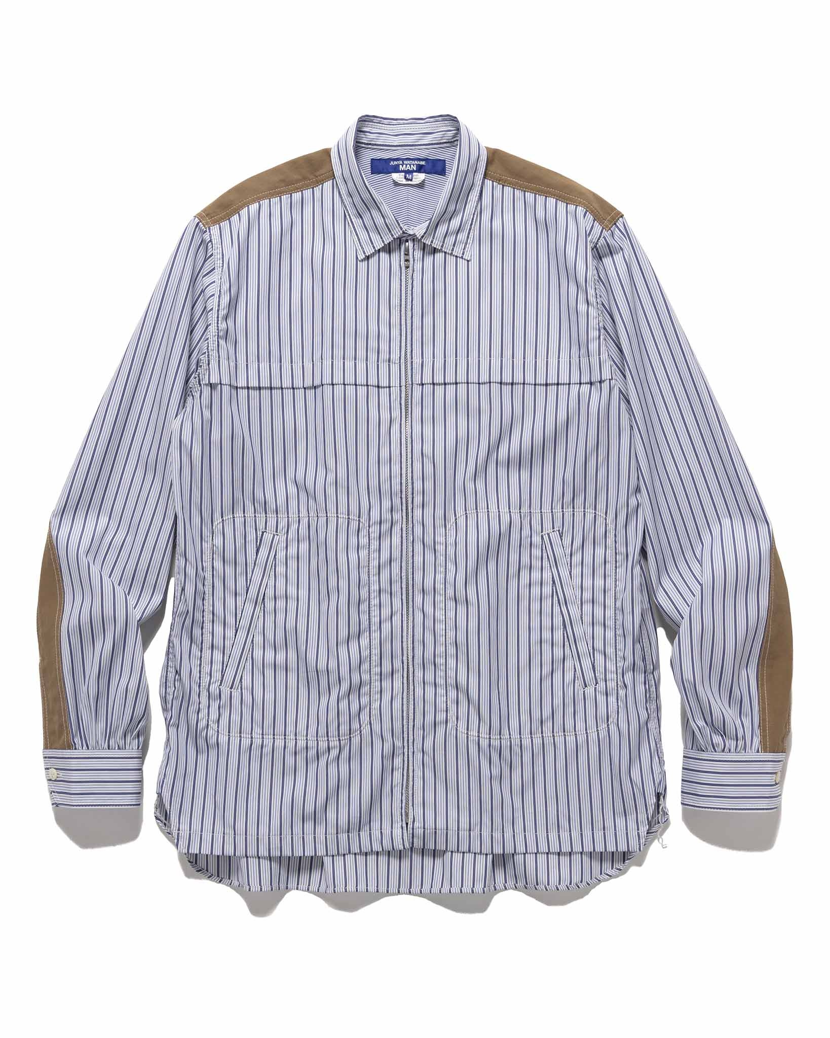 Men's Cotton Stripe Shirt White/Navy - 1