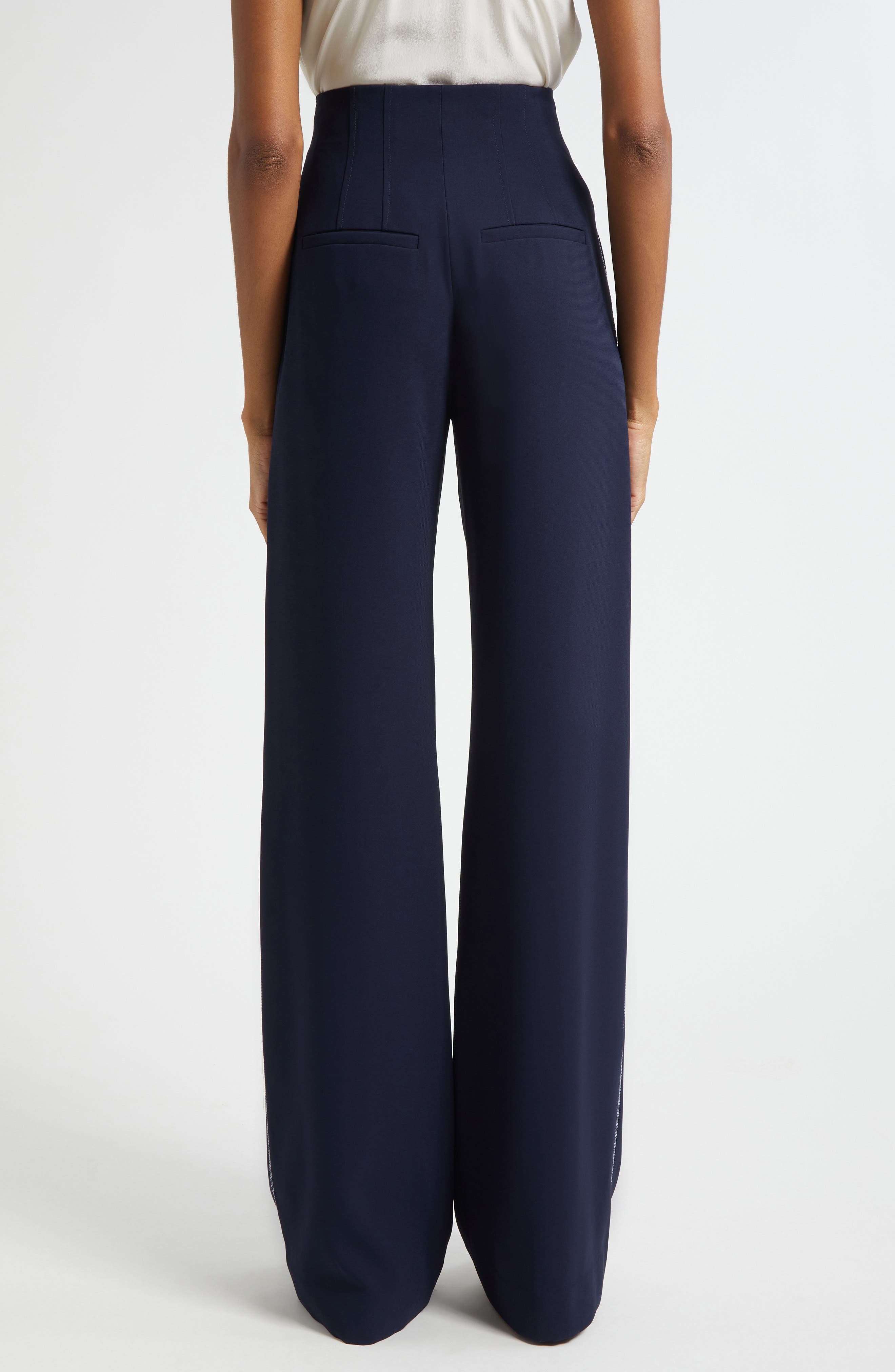 Veronica Beard Elin Clean Waist Pants in Navy at Nordstrom - 3