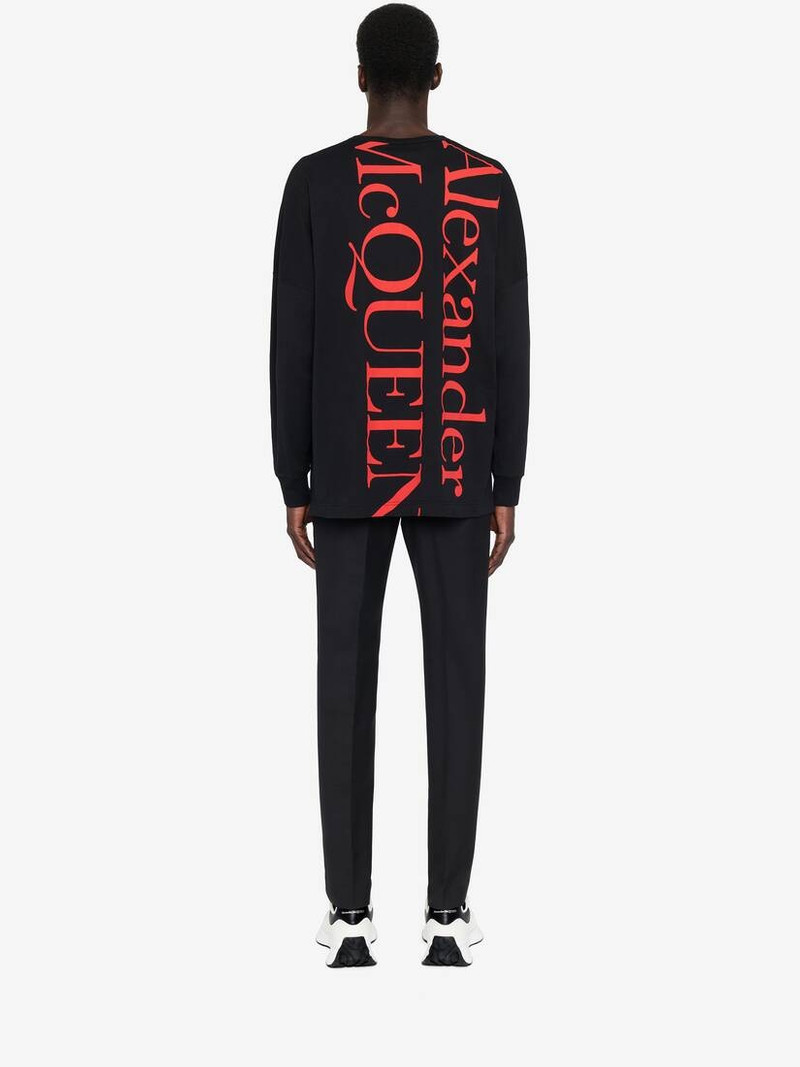 Men's Logo Long Sleeve T-shirt in Black/red 4