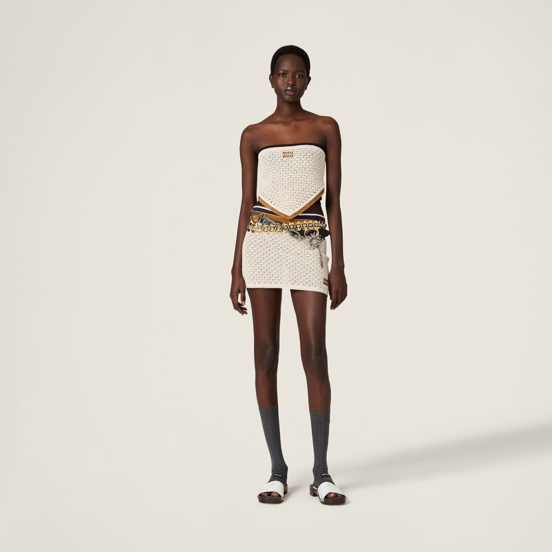 Miu Miu Cotton and suede miniskirt outlook