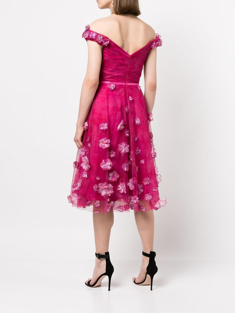 OFF SHOULDER COCKTAIL WITH OMBRE 3D FLOWERS 3