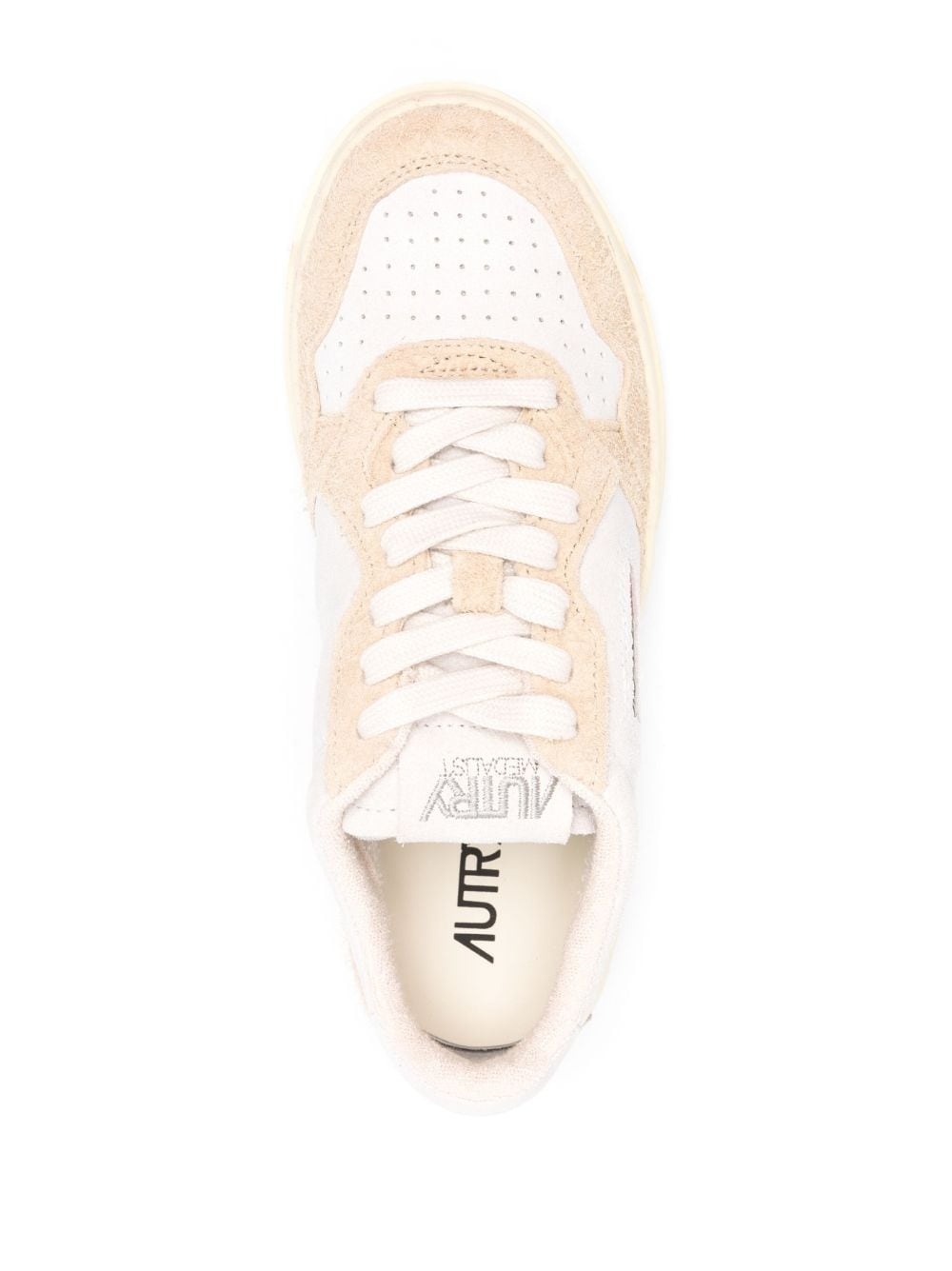 logo-patch panelled leather sneakers - 4