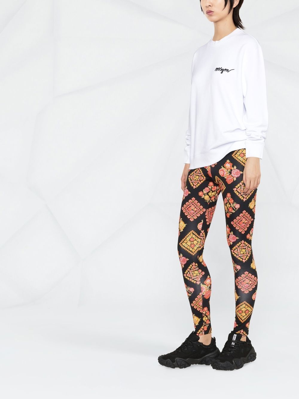 floral check leggings - 4