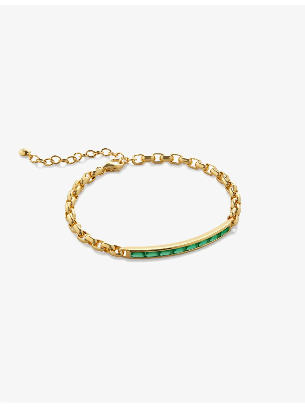 Mini Baguette 18ct yellow gold-plated vermeil sterling-silver and onyx chain bracelet - 1