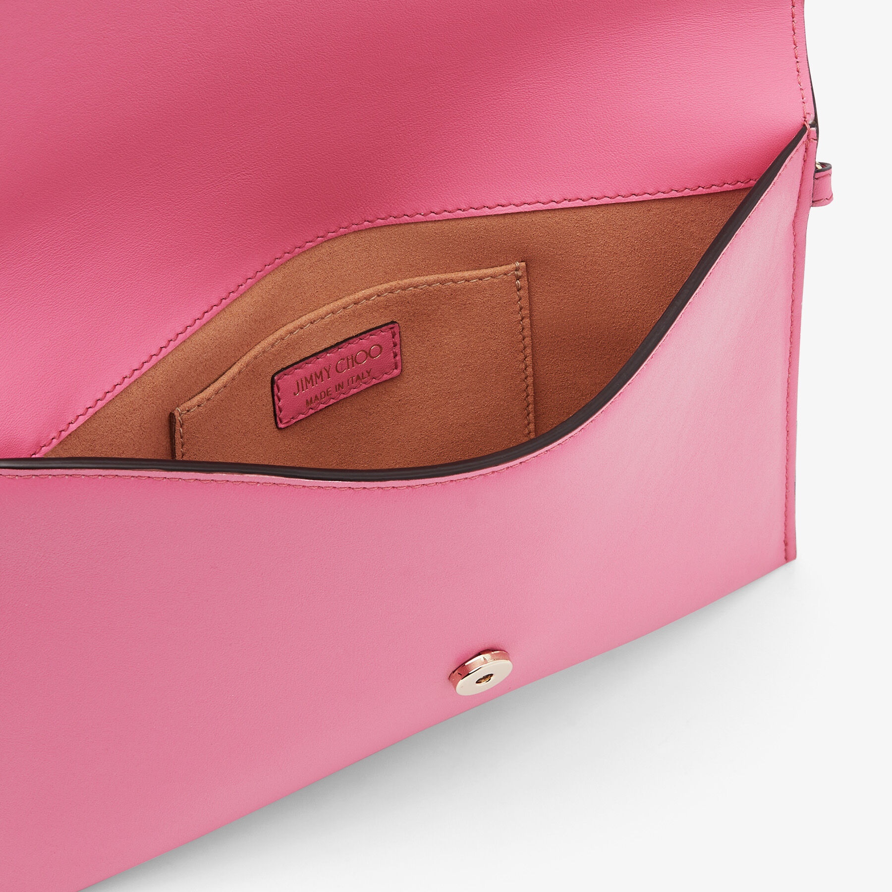 JC Envelope Pouch
Candy Pink Leather Pouch with Gold JC Emblem - 4
