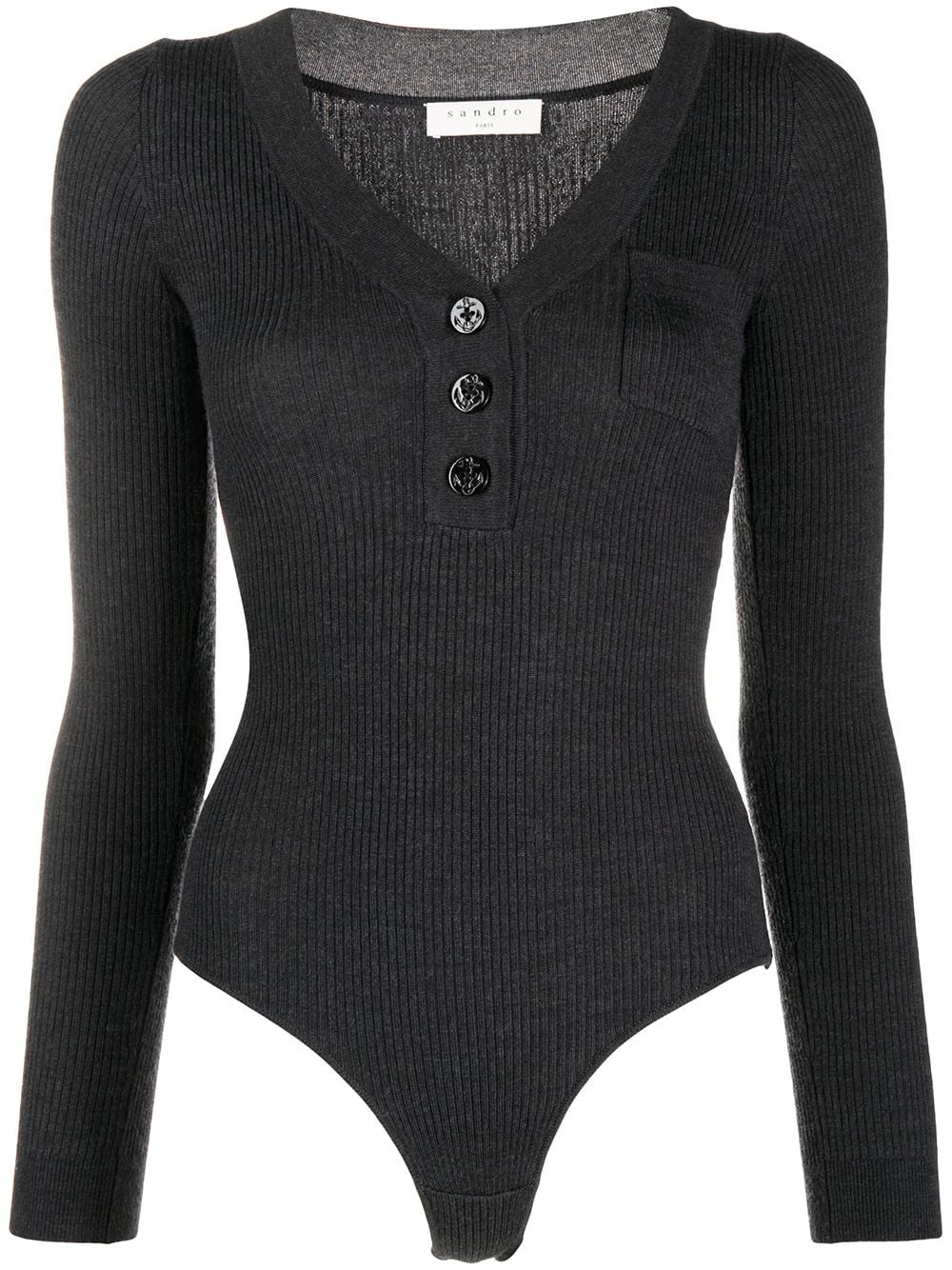 long-sleeved knit bodysuit - 1