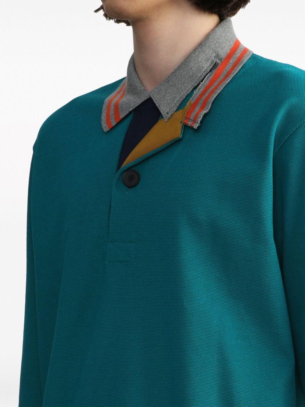patchwork-detail polo shirt - 5