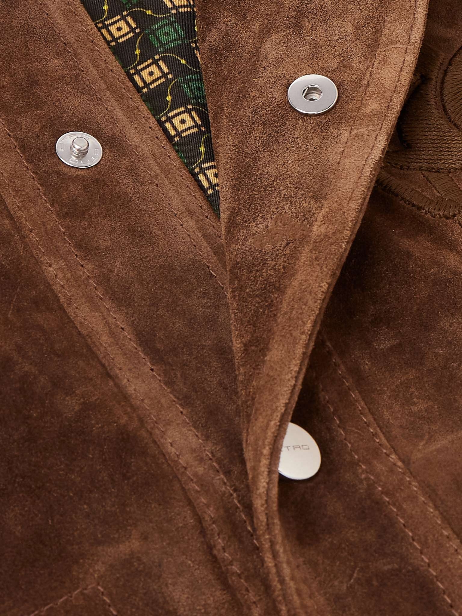 Logo-Embroidered Suede Jacket - 5