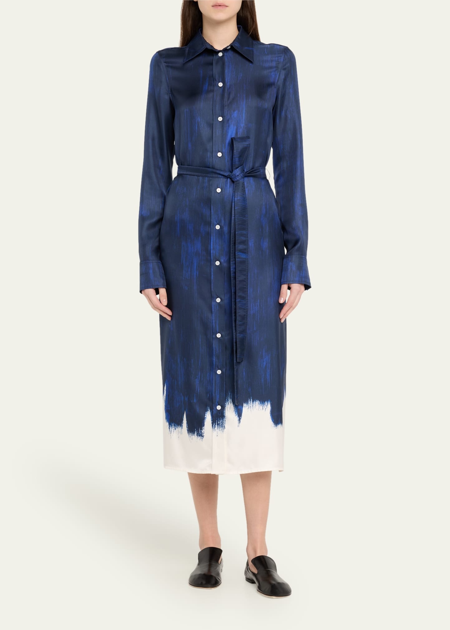 Amaya Double-Printed Tie Waist Silk Twill Dress - 2
