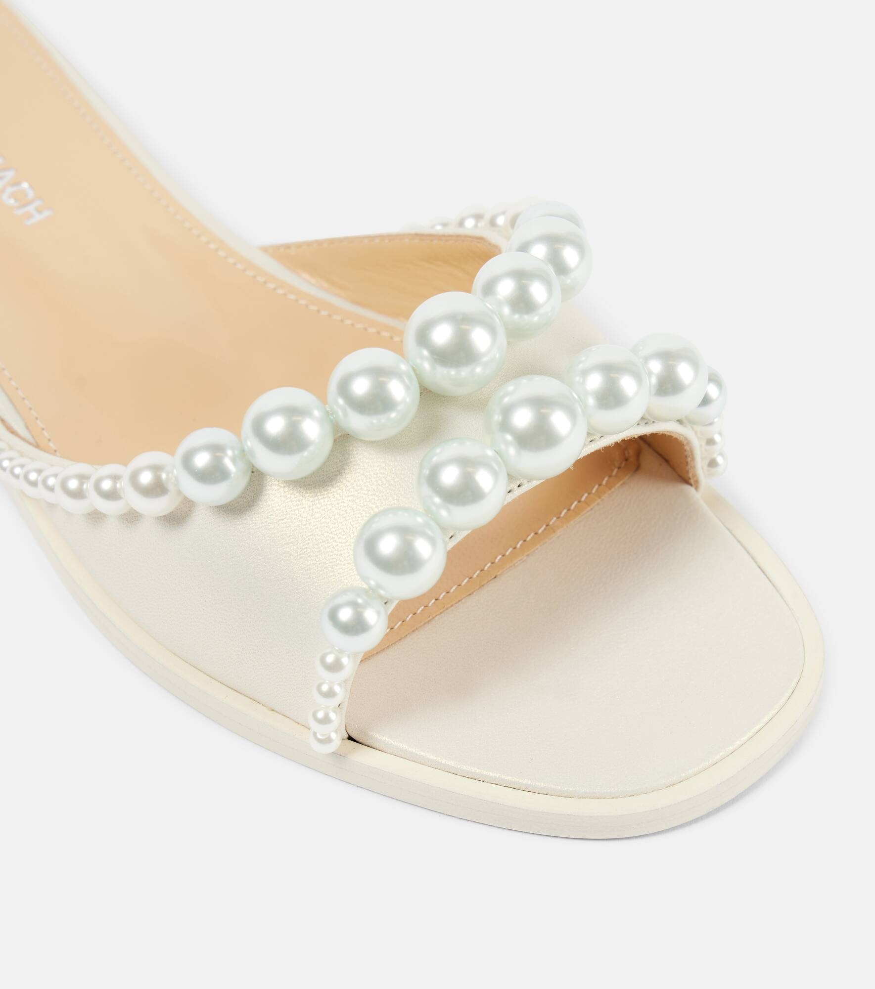 Sirene faux-pearl leather slides - 6