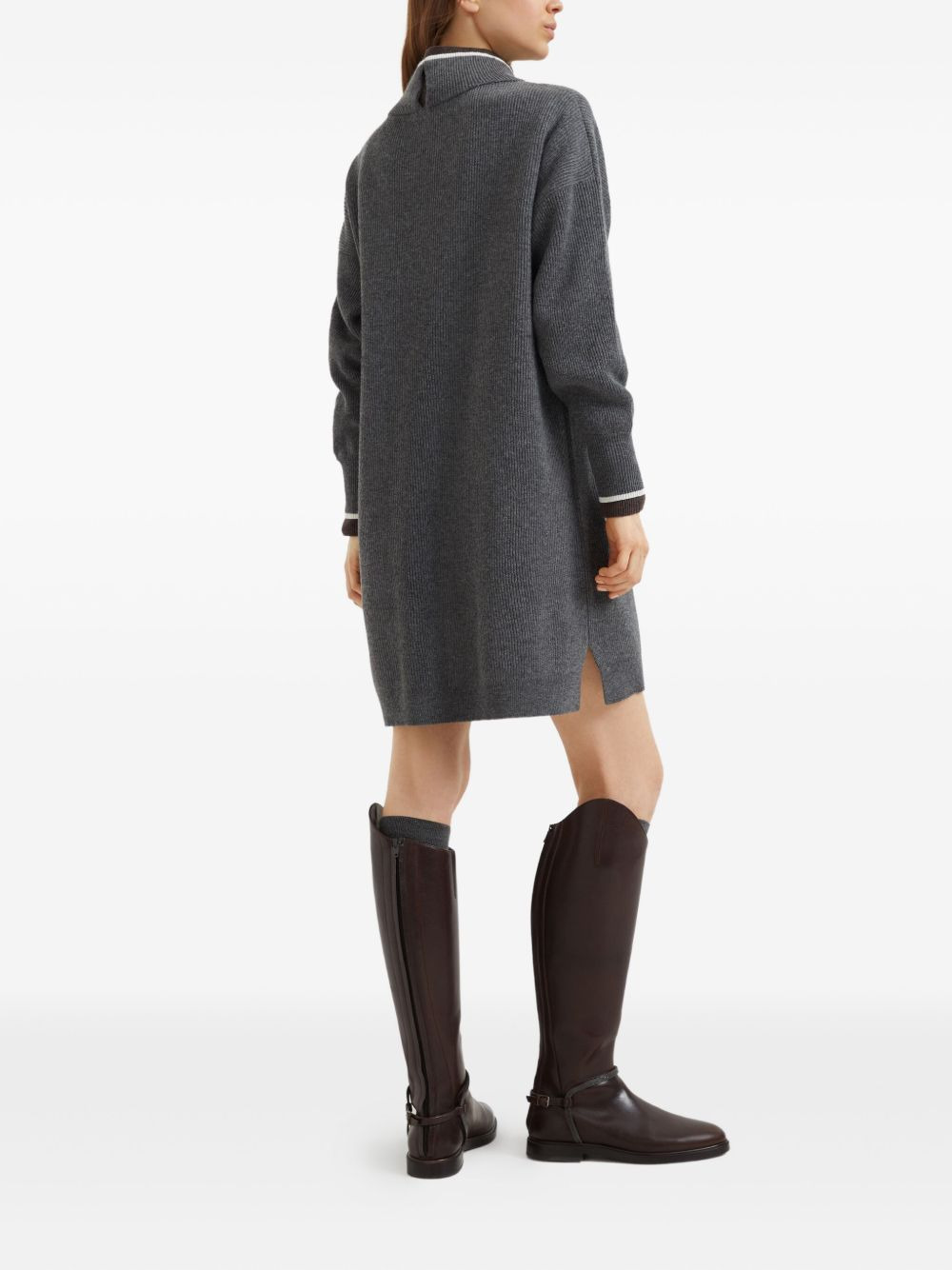 high-neck ribbed-knit mini dress - 3
