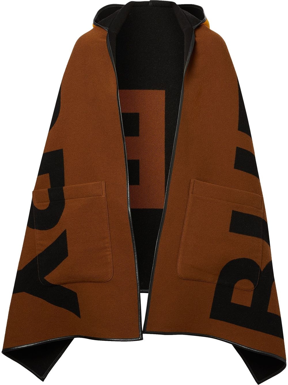 reversible jacquard logo hooded cape - 1