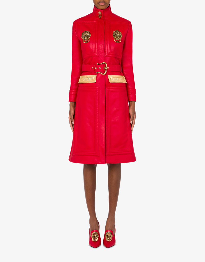 Moschino BAROQUE FURNISHINGS NAPPA LEATHER COAT outlook