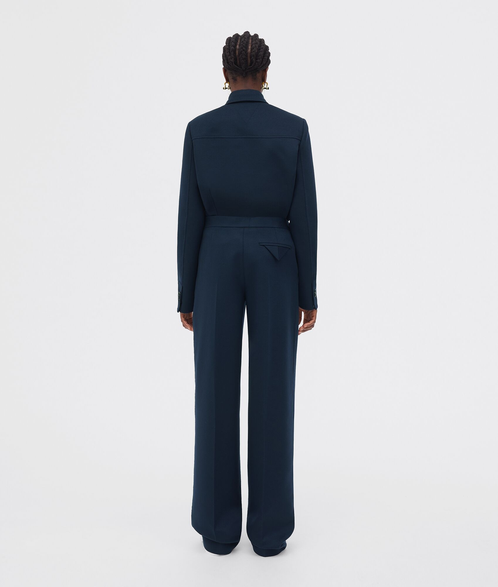 wool flannel wide leg trousers - 3