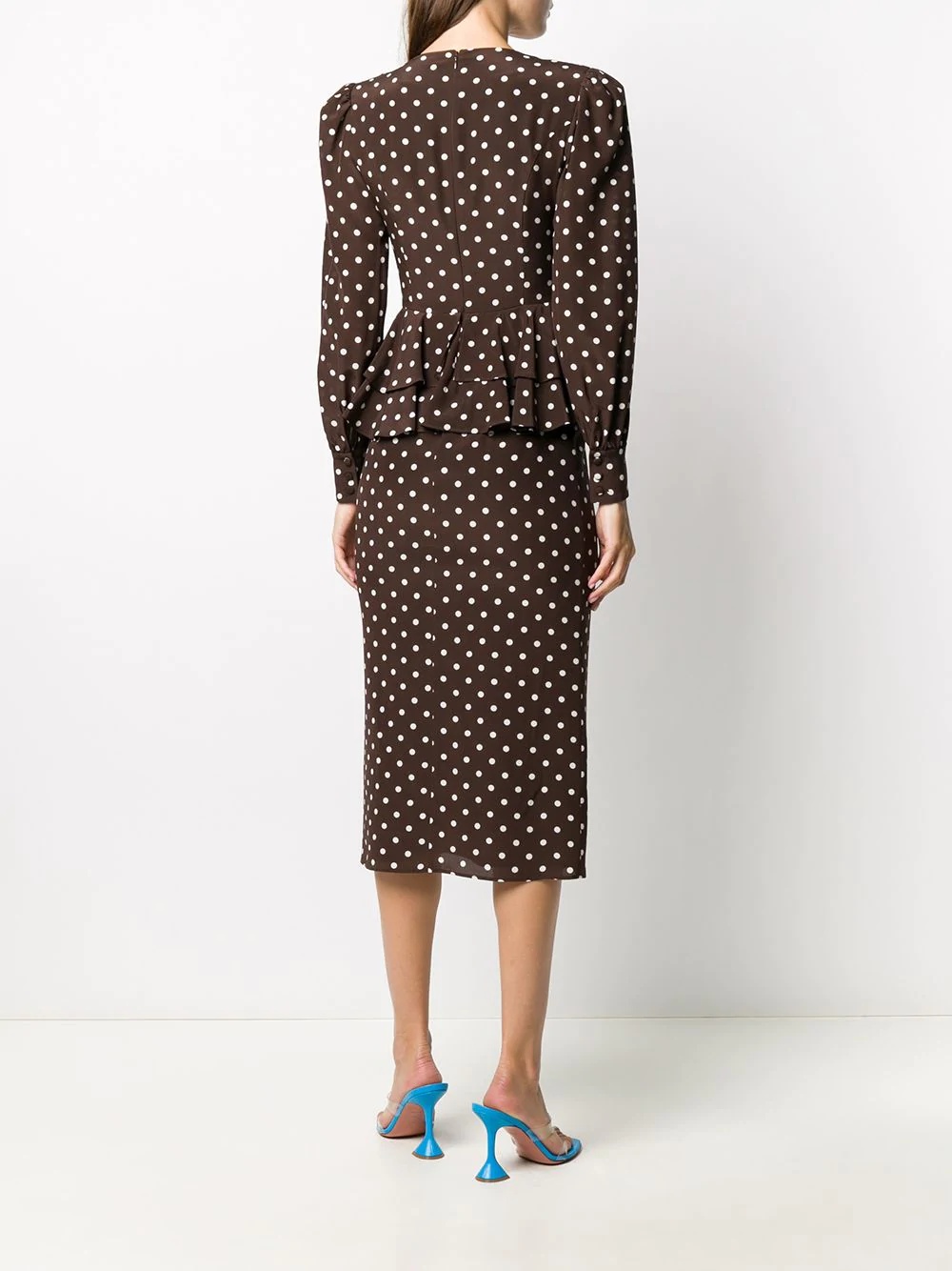 polka dot button-through midi dress - 4